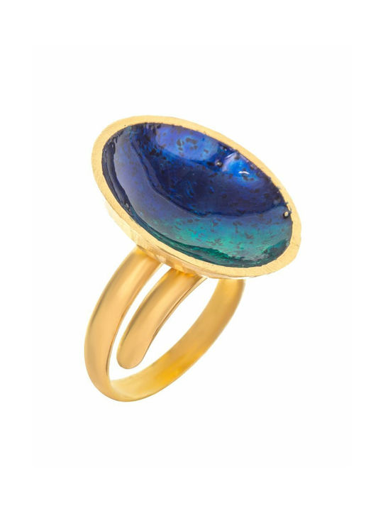 Paraxenies Women's Gold Plated Silver Ring with Enamel