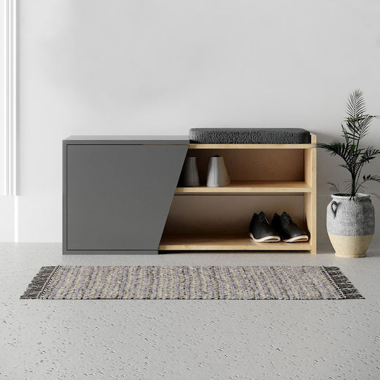 Suport pentru pantofi Fiona cu 2 Rafturi Stejar / Cărbune L104xW37xH47cm