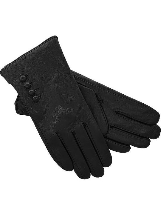 Women's Leather Gloves with Fur Black