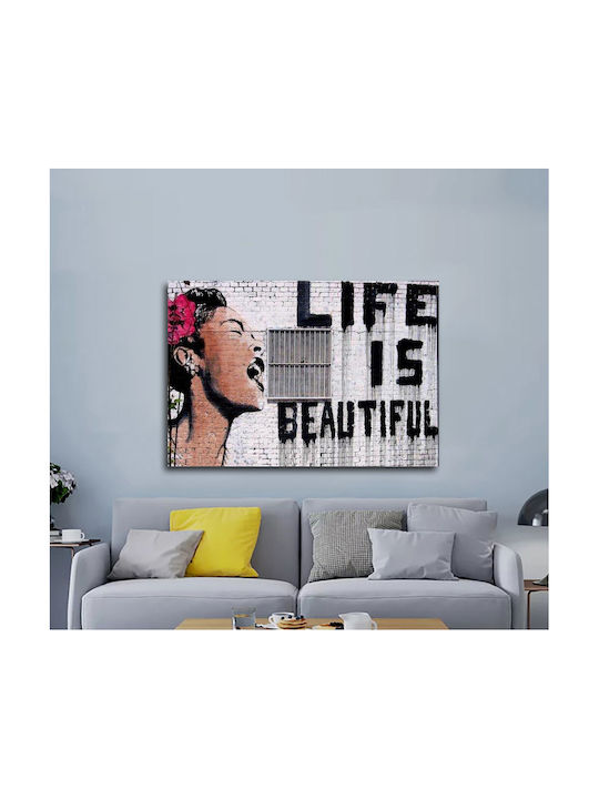 I-gallery Life Is Beautiful Πίνακας Αντίγραφο του Banksy σε Καμβά 90x60cm
