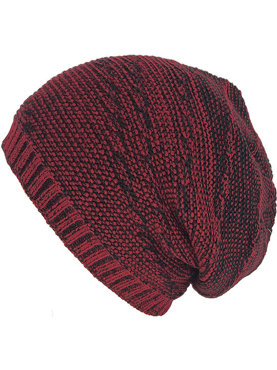 Beanie Unisex Σκούφος Πλεκτός σε Κόκκινο χρώμα