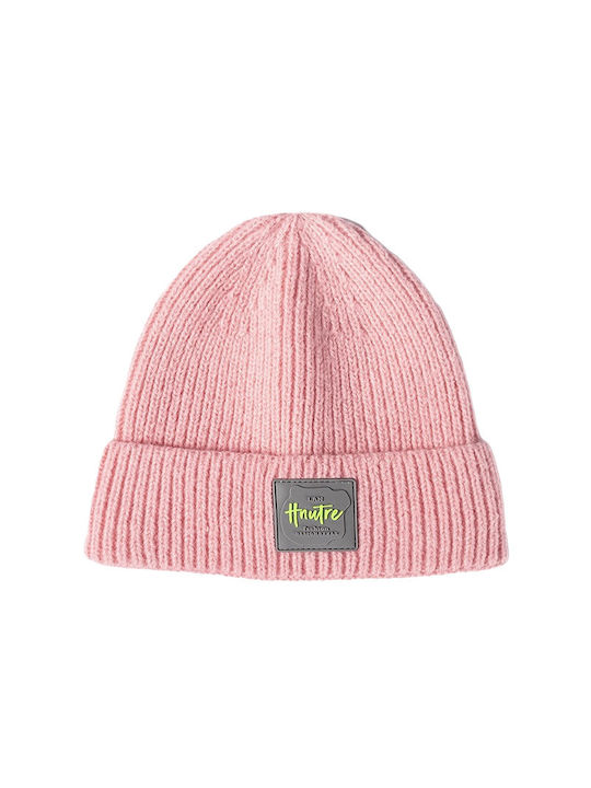 Beanie Frauen Beanie mit Rippstrick in Rosa Farbe