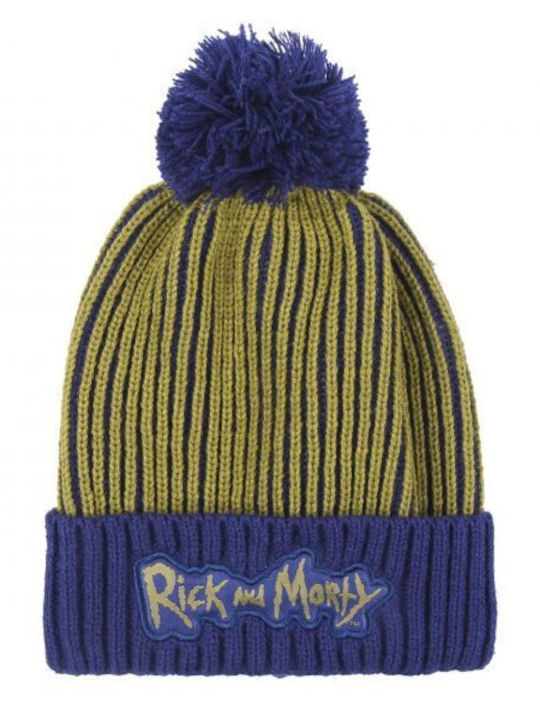 Rick Morty Pom Pom Beanie Unisex Rib Knitting Beanie in Yellow