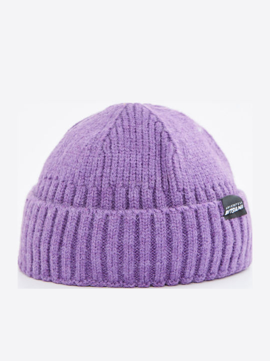 Beanie Ανδρικός Σκούφος με Rib Πλέξη σε Μωβ χρώμα