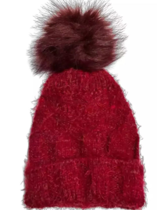 Knitted Beanie Cap Burgundy