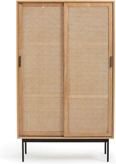 Double Door Wardrobe Sliding Waska Natural 109x55x180cm