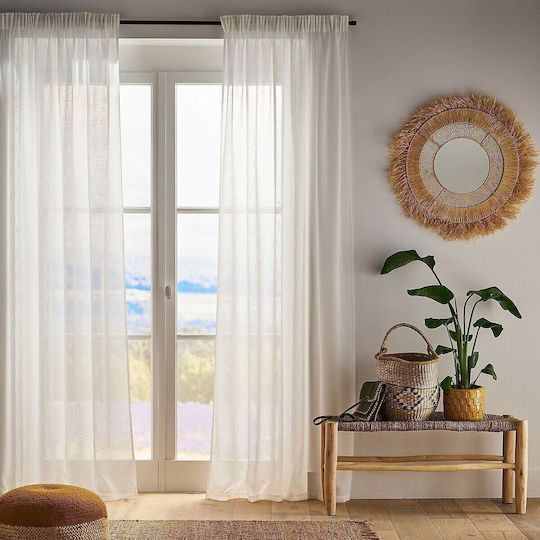La Redoute Interieurs Κουρτίνα Παραθύρου με Τρέσα Μπεζ 250x140εκ.