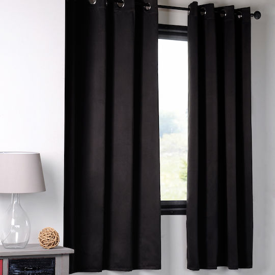 Window Curtain with Grommet S-F Notte Black 135x180cm