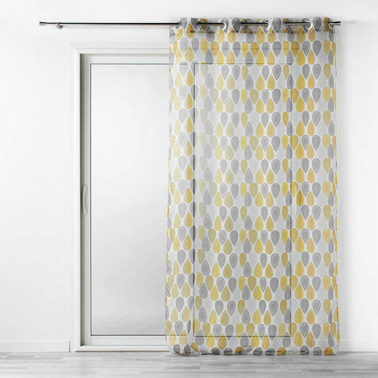PanOikos Κουρτίνα με Τρουκς Κίτρινη 140x240εκ.
