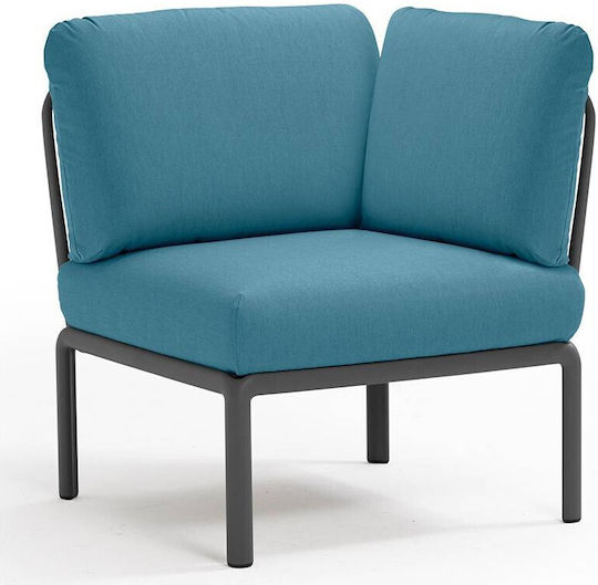 Outdoor-Sessel Polypropylen Petrol Blau mit Kissen 78x78x88εκ.