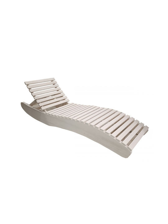 Deckchair Wooden Ecru 198x60x28cm.