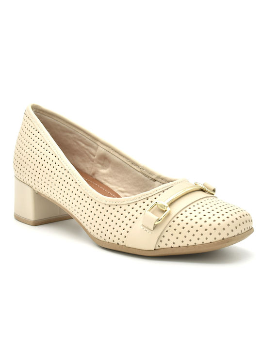 Usaflex Leather Beige Heels