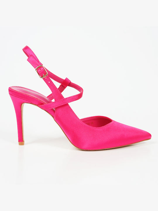 Piazza Shoes Pointed Toe Fuchsia Heels with Strap