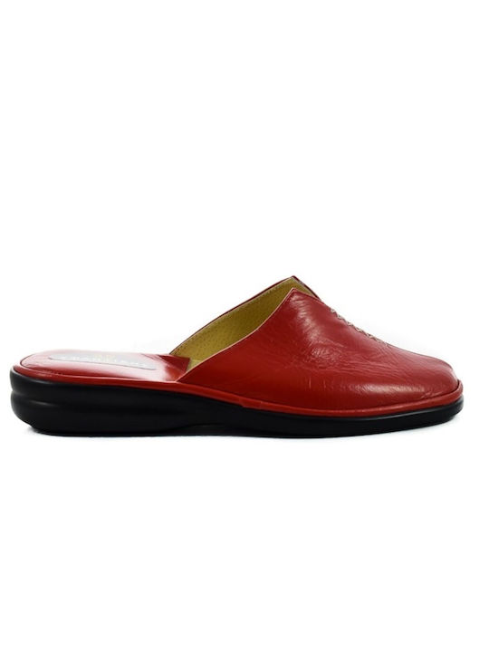 Yfantidis Leather Women's Slippers Red