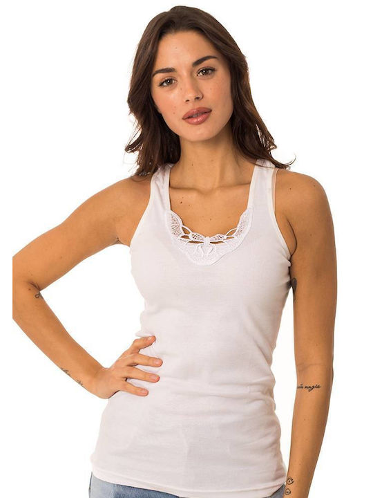 Comfort mit Spaghetti-Träger Weiß Damen T-Shirt
