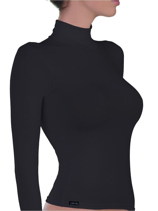 Lord Women's Long Sleeve Cotton Turtleneck T-Shirt Black