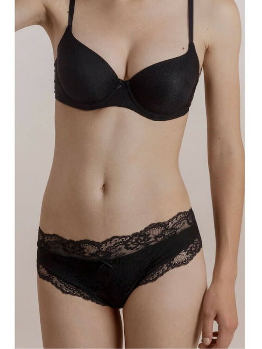 Gisela Lace Underwear Set with Bra & Slip Black