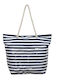 Aquablue Fabric Beach Bag Blue with Stripes