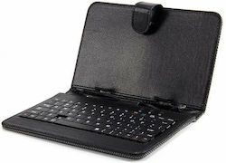 Clever Klappdeckel Synthetisches Leder mit Tastatur Englisch US Schwarz (Universal 8") 140016