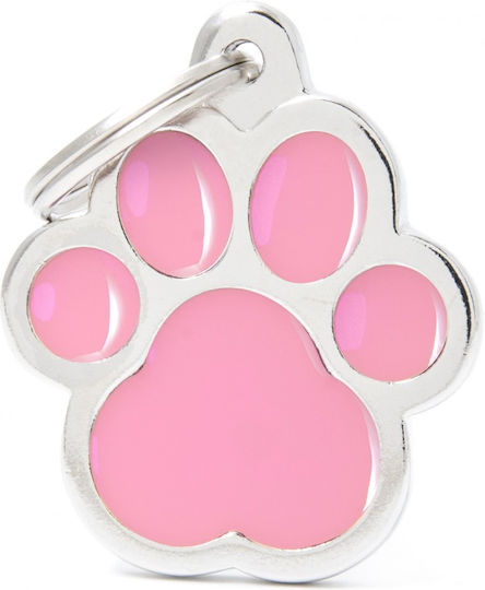 My Family Classic Dog ID Tag Paw Pink Metal Personalized