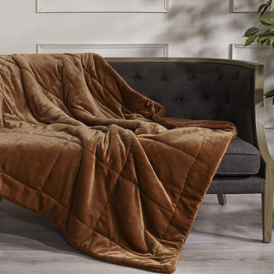 Aigaion Pătură Sherpa Canapea 130x180 cm Maro