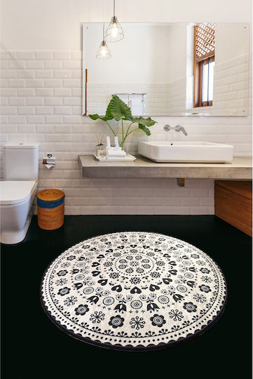 Mijolnir Non-Slip Bath Mat Round Ecru Width 100cm