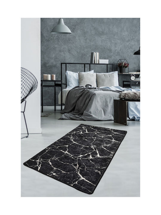 Marble Rug Rectangular Black