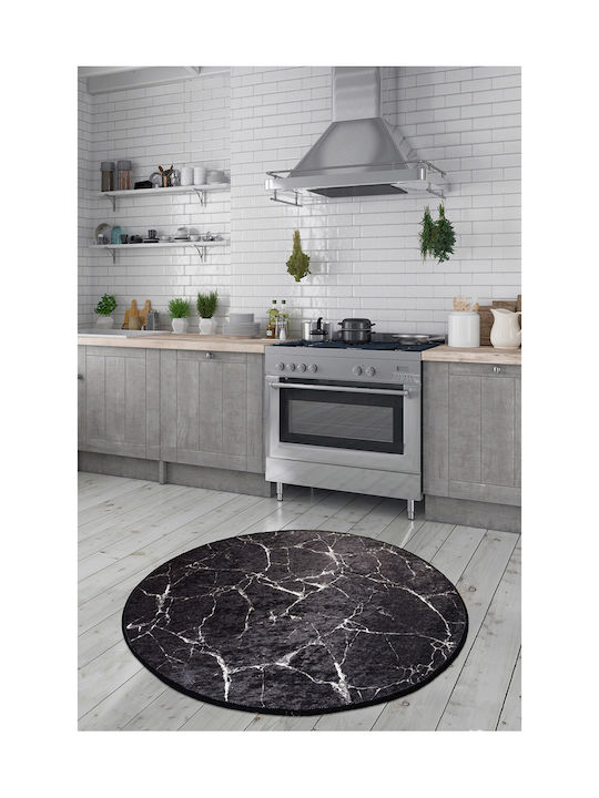 Marble Rug Round Black