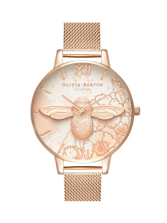 Olivia Burton Abstract Florals Uhr mit Rose Gold Metallarmband
