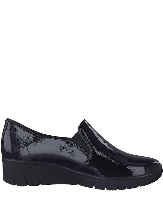 Jana Women's Synthetic Leather Slip-Ons Black