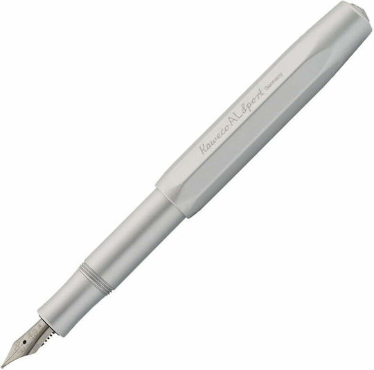 Kaweco AL Sport Füllfederhalter Mittel Silber aus Aluminium mit Blauer Tintenfarbe