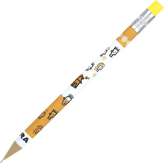 Zebra Μηχανικό Μολύβι 0.7mm με Γόμα 1τμχ Πορτοκαλί