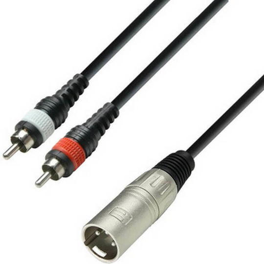 Adam Hall Кабел XLR мъжки - RCA мъжки Черен 3м P69AH032