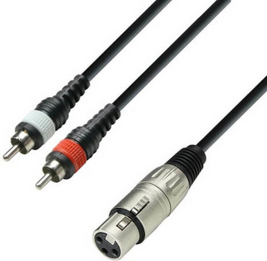 Adam Hall Cable XLR female - RCA male Μαύρο 3m (P69AH031)