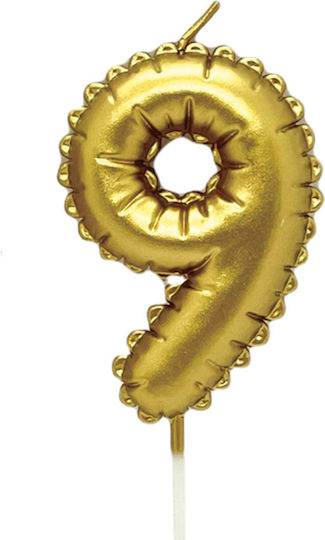 Kardasis Geburtstagskerze Nummer "9" in Gold Farbe 557-9