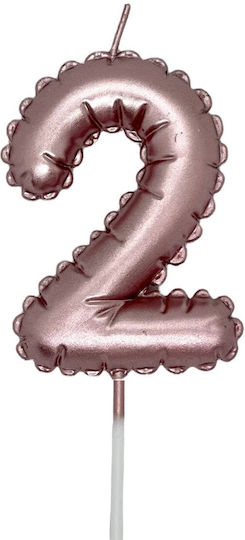 Kardasis Geburtstagskerze Nummer "2" in Rosa Farbe 555-2