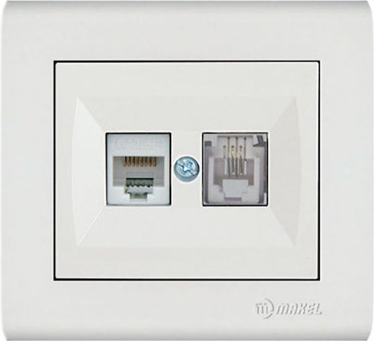 Makel Manolya Double Network Socket RJ45 Cat5 White 41001037