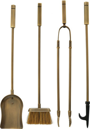 Zogometal Set de unelte pentru șemineu cu cleștar Bronz