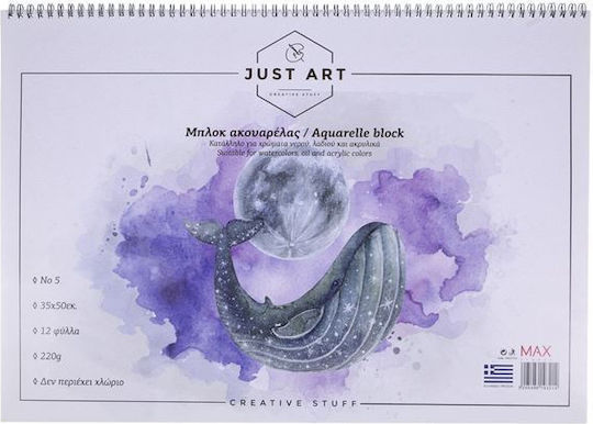 Just Art Watercolour Pad No5 35x50cm 12 Sheets