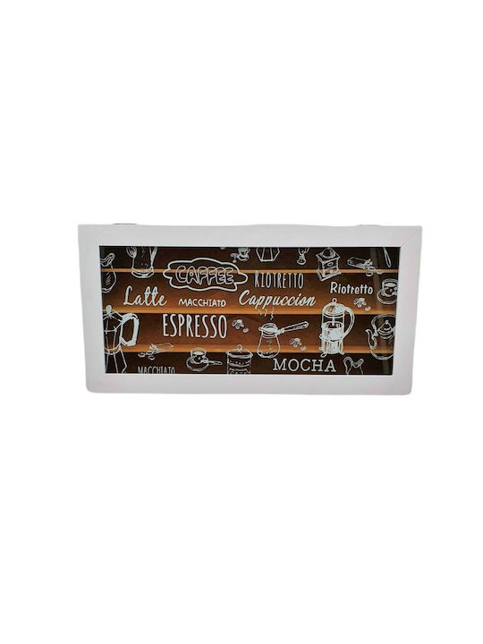MSA Box for Tea with Lid Wooden White 35x5x18cm
