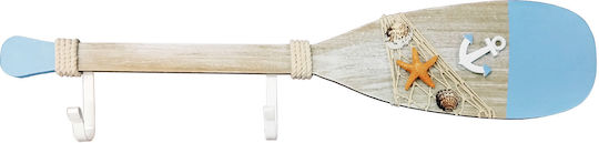 General Trade Wooden Wall Hanger 2 Hooks White 60x12x4.5cm