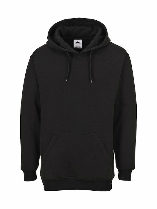 Portwest ROMA Long Sleeve Work Sweatshirt Black with Hood B302