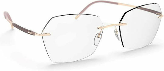 Silhouette Damen Metallischer Brillengestell Schmetterling Gold 5540 IN 3530