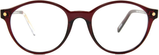 Snob Milano Cicinin Acetate Prescription Eyeglass Frames with Clip-On Red SNV05C026Z