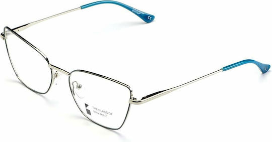 The Glass of Brixton Women's Butterfly Prescription Eyeglass Frames Silver BF137C02