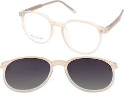 Crulle Transparent Prescription Eyeglass Frame with Clip-On Crulle Transparent Prescription Eyeglass Frame with Clip-On
