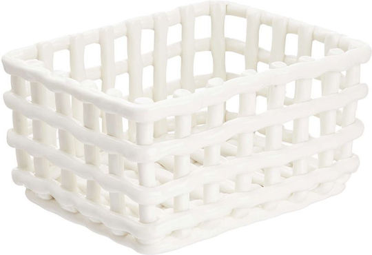 Butlers Coș decorativ Din paie cu mânere White 20x16buc