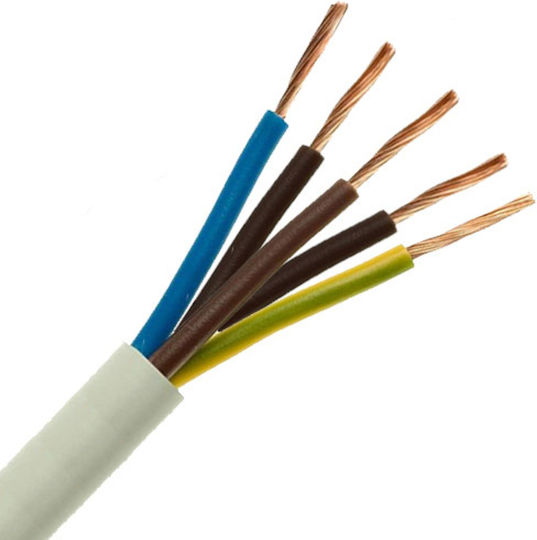 NYMHY Power Cord with Cable Properties 5x2.5mm² in White Colour 1m Flexible