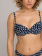 Underwire Bikini Bra with Adjustable Straps Multicolour Polka Dot