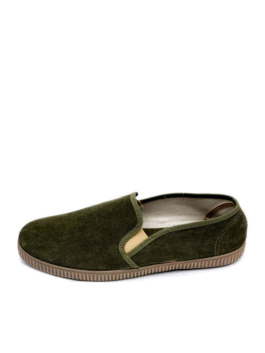 Stoff Herren Slip-Ons Grün